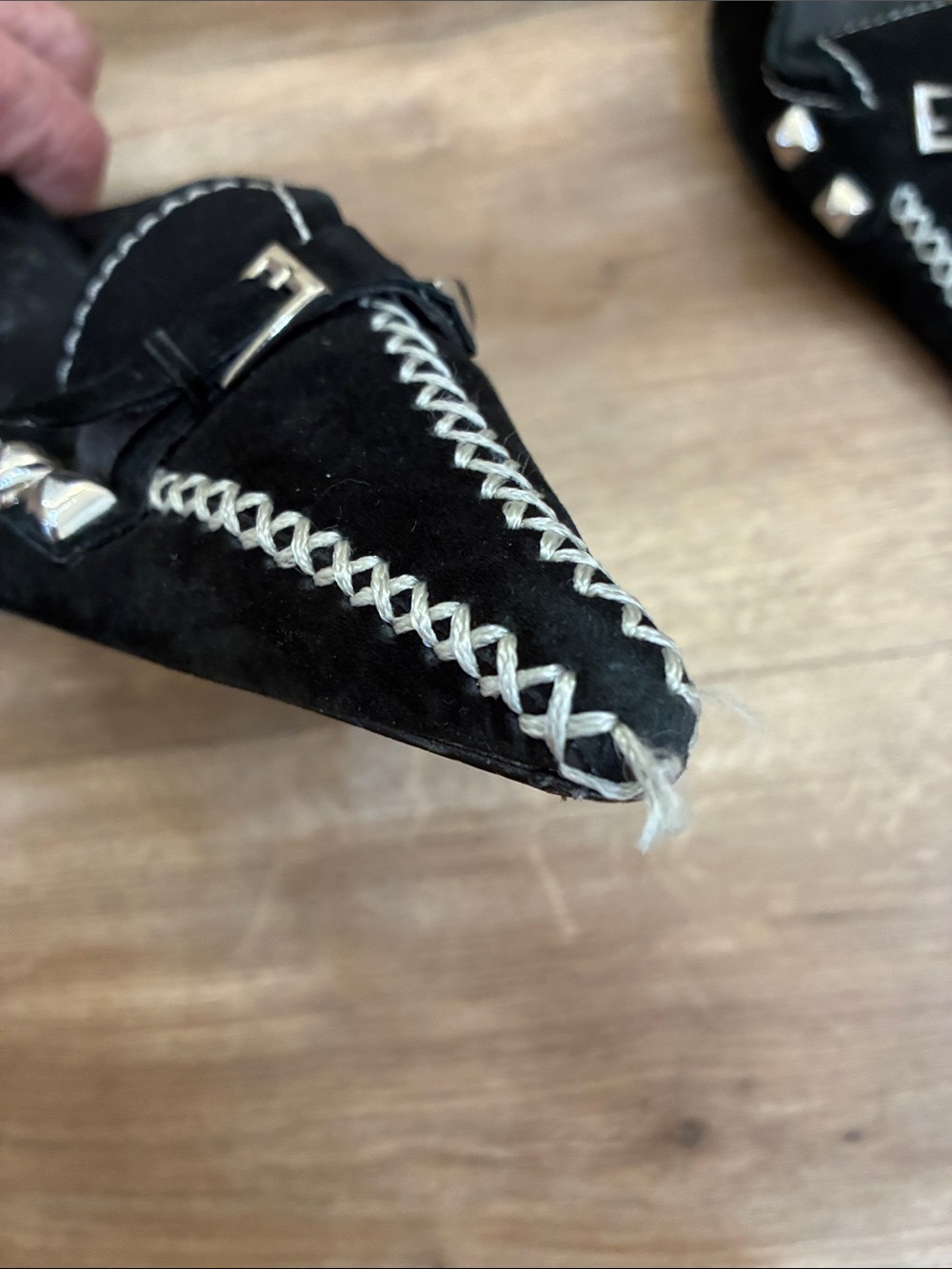 SEXY!!! Steven by Steve Madden Black Suede Pointed Studded D'Orsay Pumps size 9 - Picture 4 of 8